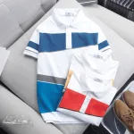 Áo thun polo nam CS185 vải cá sấu Poly phối kẻ sọc màu, có size 3XL