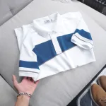 Áo thun polo nam CS185 vải cá sấu Poly phối kẻ sọc màu, có size 3XL