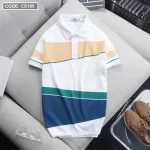 Áo thun polo nam CS185 vải cá sấu Poly phối kẻ sọc màu, có size 3XL
