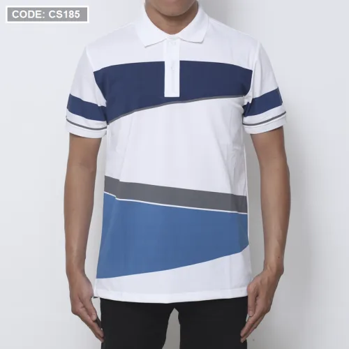 Áo thun polo nam CS185 vải cá sấu Poly phối kẻ sọc màu, có size 3XL