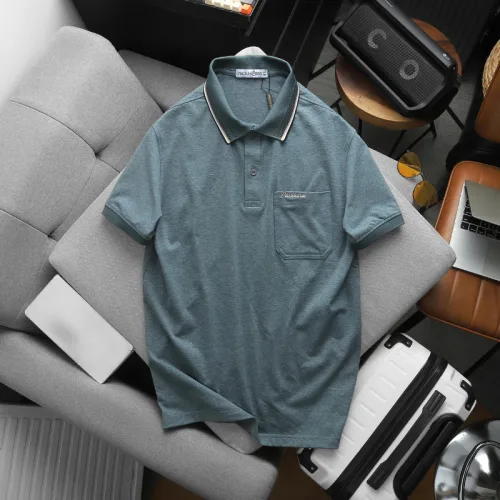 Áo thun polo nam thêu logo chữ Paclehorse, cổ phối sọc, có túi ngực và big size