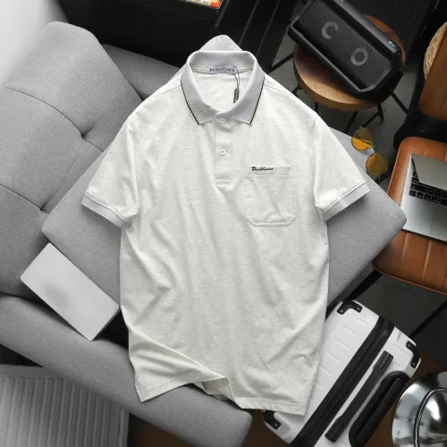 Áo thun polo nam thêu logo chữ Paclehorse, cổ phối sọc, có túi ngực và big size