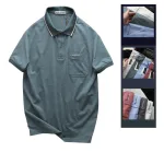Áo thun polo nam thêu logo chữ Paclehorse, cổ phối sọc, có túi ngực và big size