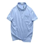 Áo thun polo nam thêu logo chữ Paclehorse, cổ phối sọc, có túi ngực và big size