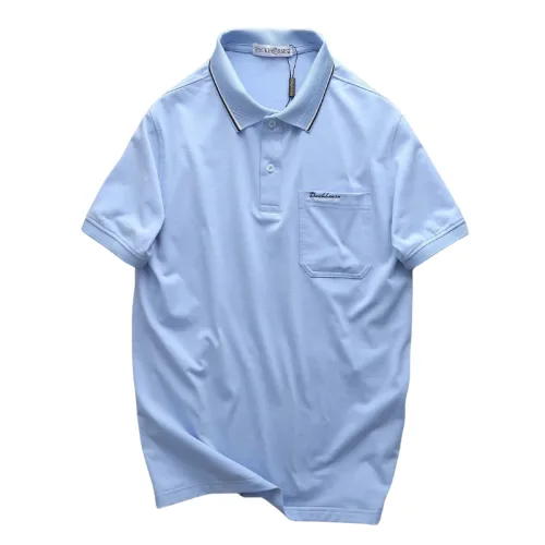 Áo thun polo nam thêu logo chữ Paclehorse, cổ phối sọc, có túi ngực và big size
