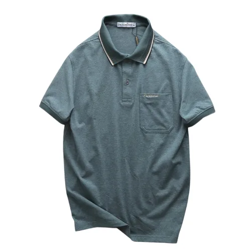 Áo thun polo nam thêu logo chữ Paclehorse, cổ phối sọc, có túi ngực và big size