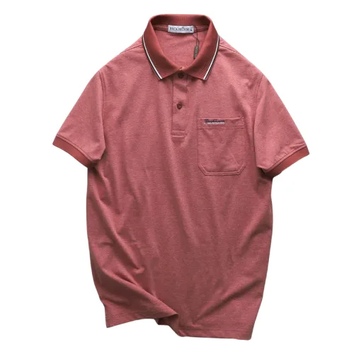 Áo thun polo nam thêu logo chữ Paclehorse, cổ phối sọc, có túi ngực và big size