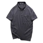 Áo thun polo nam thêu logo chữ Paclehorse, cổ phối sọc, có túi ngực và big size