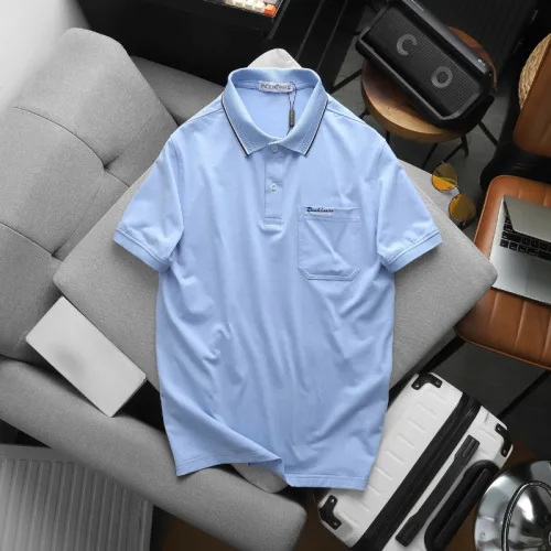 Áo thun polo nam thêu logo chữ Paclehorse, cổ phối sọc, có túi ngực và big size