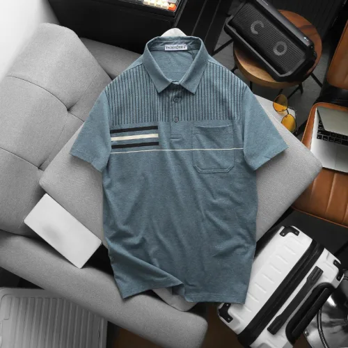 Chuyên sỉ áo Thun Nam Polo - Áo Thun Cổ Bẻ Nam Phối Sọc Có Túi Trước Ngực Sang Trọng Có Big Size