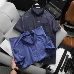 Áo thun polo nam có túi trước ngực, cổ bẻ phối sọc hoa, có Big Size