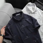 Áo thun polo nam có túi trước ngực, cổ bẻ phối sọc hoa, có Big Size