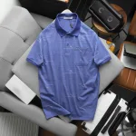 Áo thun polo nam có túi trước ngực, cổ bẻ phối sọc hoa, có Big Size