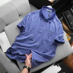 Áo thun polo nam có túi trước ngực, cổ bẻ phối sọc hoa, có Big Size