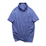 Áo thun polo nam có túi trước ngực, cổ bẻ phối sọc hoa, có Big Size