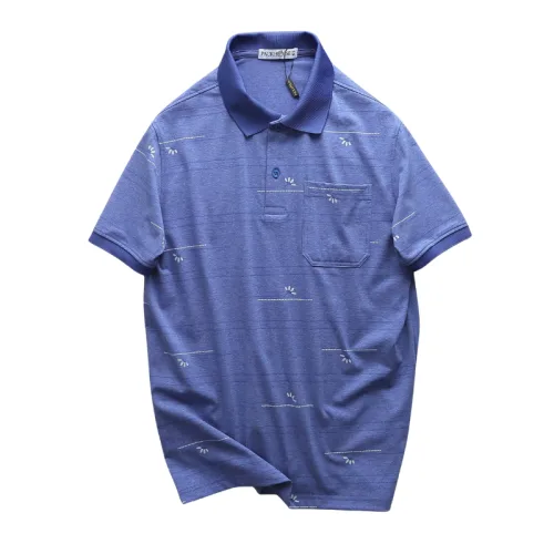Áo thun polo nam có túi trước ngực, cổ bẻ phối sọc hoa, có Big Size