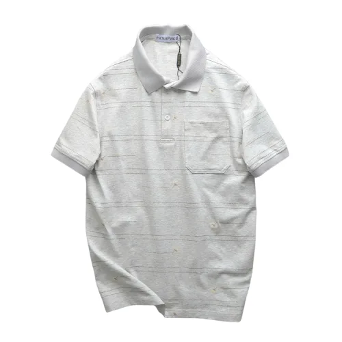 Áo thun polo nam có túi trước ngực, cổ bẻ phối sọc hoa, có Big Size