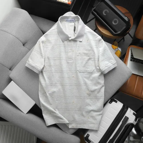 Áo thun polo nam có túi trước ngực, cổ bẻ phối sọc hoa, có Big Size