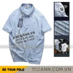 Áo Polo Nam Cổ Bẻ Thêu Chữ R Phối Sọc Vạt Áo Big Size
