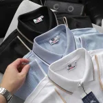 Áo Polo Nam Cổ Bẻ Thêu Chữ R Phối Sọc Vạt Áo Big Size