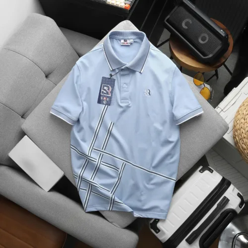 Áo Polo Nam Cổ Bẻ Thêu Chữ R Phối Sọc Vạt Áo Big Size