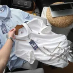 Áo Polo Nam Cổ Bẻ Thêu Chữ R Phối Sọc Vạt Áo Big Size