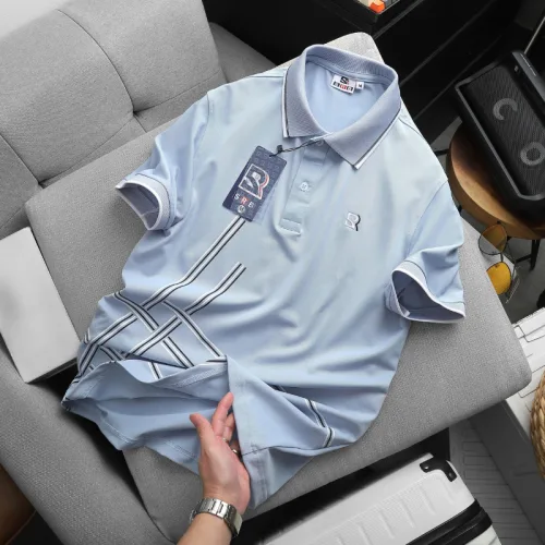 Áo Polo Nam Cổ Bẻ Thêu Chữ R Phối Sọc Vạt Áo Big Size