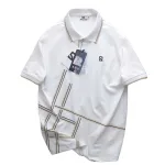 Áo Polo Nam Cổ Bẻ Thêu Chữ R Phối Sọc Vạt Áo Big Size
