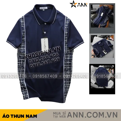 Nguồn hàng sỉ áo Thun Nam Polo Cổ Bẻ Phối Hoạ Tiết Sọc Ngang (Có size 3x)