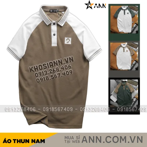 Áo thun polo nam phối màu với viền bo cổ bẻ, có size 3x