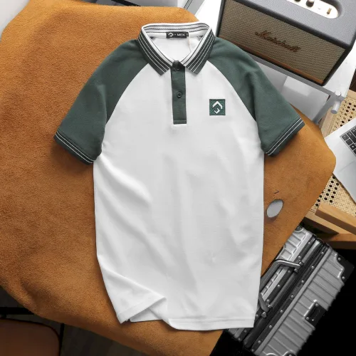 Áo thun polo nam phối màu với viền bo cổ bẻ, có size 3x