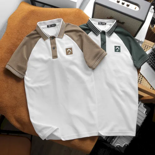 Áo thun polo nam phối màu với viền bo cổ bẻ, có size 3x
