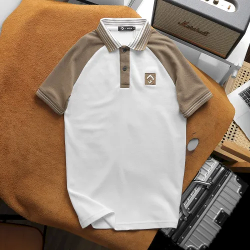 Áo thun polo nam phối màu với viền bo cổ bẻ, có size 3x