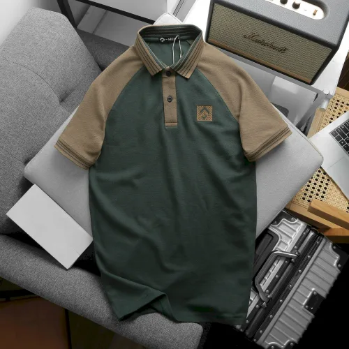 Áo thun polo nam phối màu với viền bo cổ bẻ, có size 3x