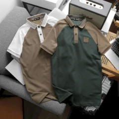 Áo thun polo nam phối màu với viền bo cổ bẻ, có size 3x