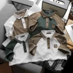 Áo thun polo nam phối màu với viền bo cổ bẻ, có size 3x