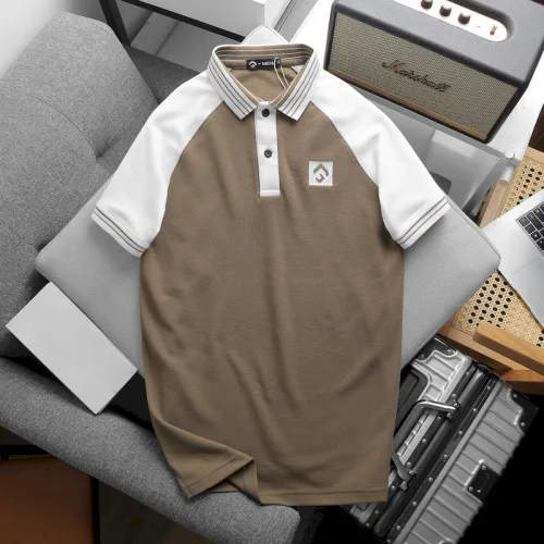 Áo thun polo nam phối màu với viền bo cổ bẻ, có size 3x