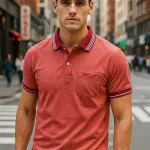 Áo polo thun cotton nam có túi, cổ bẻ phối thêu chữ A