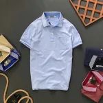Áo polo thun cotton nam có túi, cổ bẻ phối thêu chữ A