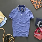 Áo polo thun cotton nam có túi, cổ bẻ phối thêu chữ A