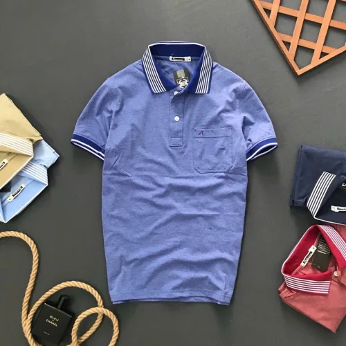Áo polo thun cotton nam có túi, cổ bẻ phối thêu chữ A