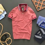Áo polo thun cotton nam có túi, cổ bẻ phối thêu chữ A