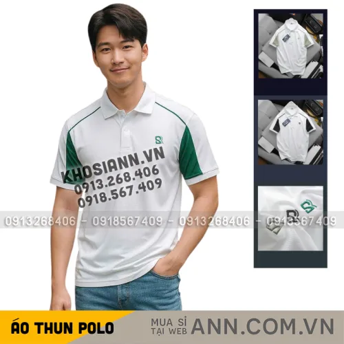 Shop sỉ áo Thun Nam Polo Cổ Bẻ Thêu Chữ SRB Tay Phối Viền Màu Basic (Có size 3x)