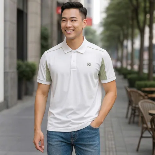 Shop sỉ áo Thun Nam Polo Cổ Bẻ Thêu Chữ SRB Tay Phối Viền Màu Basic (Có size 3x)