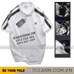 Áo thun polo nam thêu SRB, cổ bẻ và tay phối sọc, có size 3X