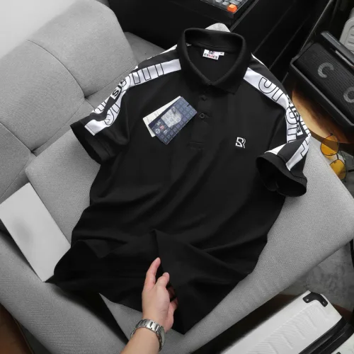 Áo thun polo nam thêu SRB, cổ bẻ và tay phối sọc, có size 3X