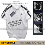Áo thun polo nam thêu SRB, cổ bẻ và tay phối sọc, có size 3X