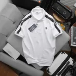 Áo thun polo nam thêu SRB, cổ bẻ và tay phối sọc, có size 3X