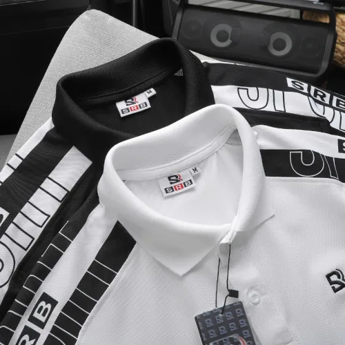 Áo thun polo nam thêu SRB, cổ bẻ và tay phối sọc, có size 3X
