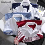 Áo Thun Polo Nam CS154 In Sọc Màu Tay Ngắn, Chất Liệu Thun Cá Sấu Poly Cao Cấp